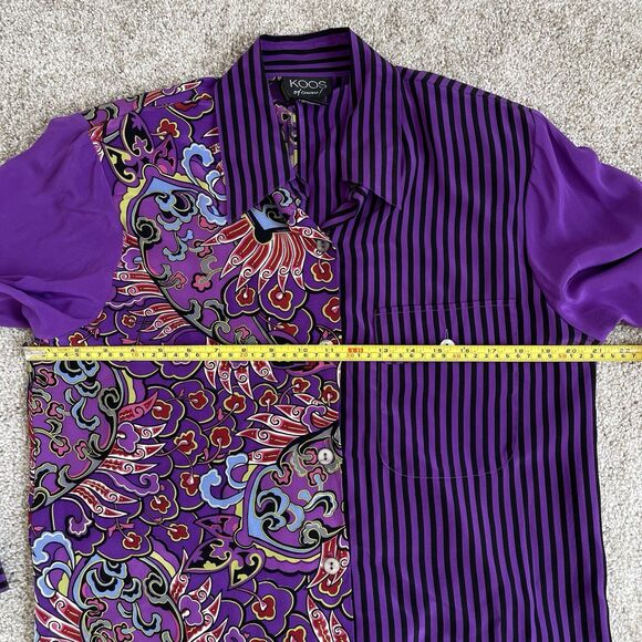 KOOS Of Course 100% Silk Shirt Top Blouse Sz Small Purple Boho Artsy Halloween - Picture 10 of 13